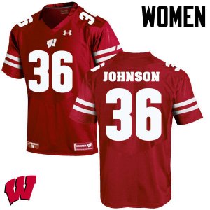 Women's Wisconsin Badgers NCAA #36 Hunter Johnson Red Authentic Under Armour Stitched College Football Jersey ST31I70DN